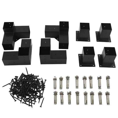 Miniatura 7 de Soporte de pérgola de acero con revestimiento inoxidable, estructura resistente y fácil montaje para carpintería al aire libre (8 piezas)