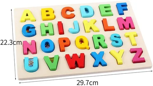 Miniatura 7 de QZMTOY Rompecabezas de madera para niños pequeños, rompecabezas de madera con números, letras y formas para niños pequeños, rompecabezas