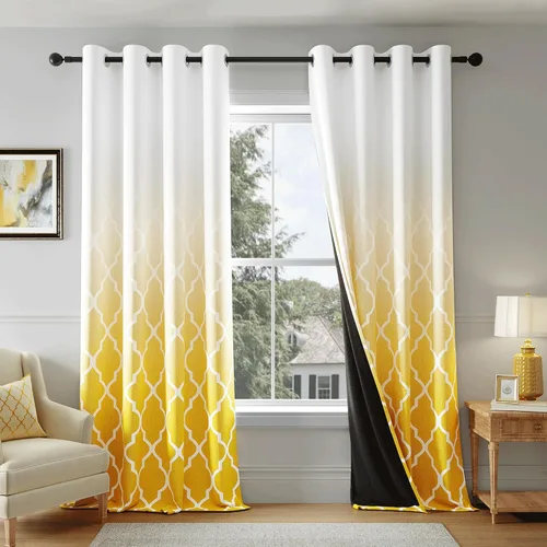 Miniatura 10 de Cortinas Metro Parlor Ombre 100% opacas de 72 pulgadas de largo, 2 paneles para sala de estar, dormitorio con patrón geométrico marroquí azul