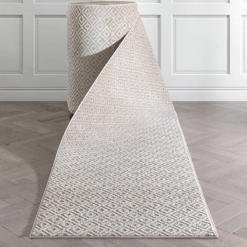 Well Woven Alfombra de pasillo de tamaño personalizado, elige tu longitud, color gris piano, tribal, diamante, geométrico, 31 pulgadas de ancho x 16