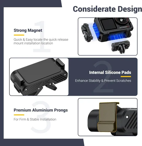 Miniatura 5 de JJC 2 adaptadores magnéticos de liberación rápida Action 5 para DJI Osmo 360 Action 5 Pro 4 3, reemplazo de montaje de liberación rápida OEM