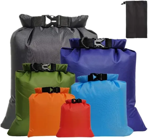 Miniatura 7 de Pimoys Paquete de 6 sacos secos impermeables, bolsas secas ligeras para exteriores, bolsas secas definitivas para kayak, rafting, campamento