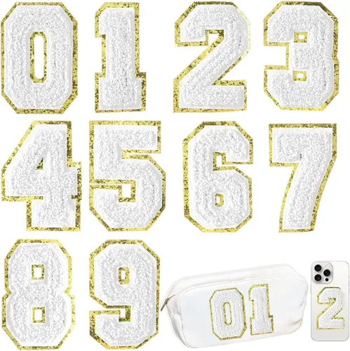 Miniatura 21 de 104 Piezas de Letras Grandes de 3 Pulgadas de Chenilla Blancas de la A-Z, Letras Termoadhesivas para Tela y Ropa, Bordado de Brillantina para 104