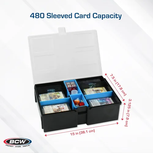 Miniatura 5 de BCW Prime X4 XL - Caja de almacenamiento de cartas para mazos y accesorios de juego, incluye divisores extraíbles y bandejas de dados, caja
