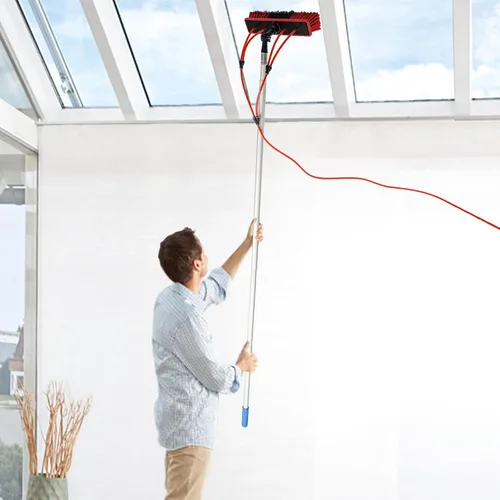 Miniatura 8 de Kit de poste de alimentación de agua, poste de limpieza de ventana ajustable de 26.2 ft de altura, cabezal de cepillo giratorio de 180°, cepillo