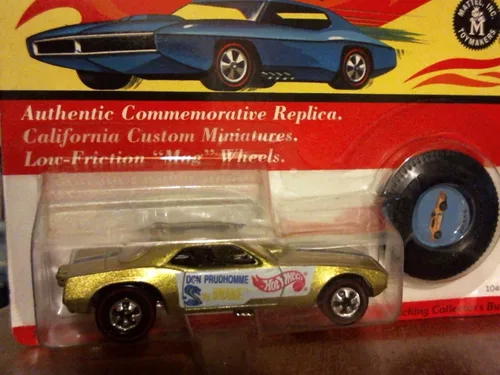 Miniatura 2 de 1993 Hot Wheels Exclusive Series II Don Prudhomme Gold Snake Car con botón a juego