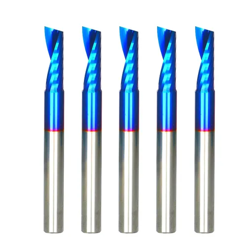Miniatura 13 de Fresa de extremo CNC de carburo sólido de corte de 1/4 pulgadas de diámetro de corte simple 0 flauta espiral Router Bit para acrílico PVC Ruhi UO131