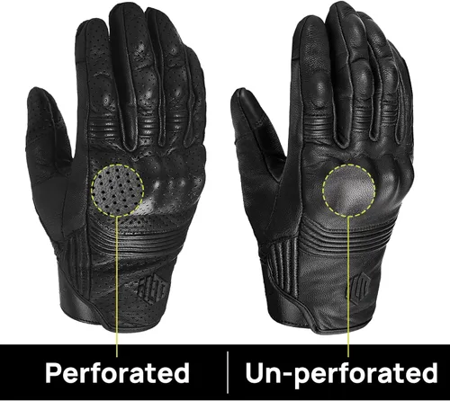 Miniatura 7 de ILM - Guantes de piel de cabra para motocicleta, moto, deportes motorizados, con función para pantalla táctil, para hombre y mujer, modelo DN01
