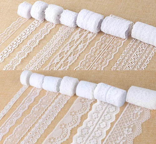 Miniatura 10 de ilauke Cinta de encaje blanco de 82 yardas, 15 rollos de adornos de encaje vintage con varios patrones de ganchillo y costura, diseños florales