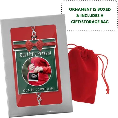 Miniatura 4 de BANBERRY DESIGNS Sonogram Picture Ornament 2025 – Anuncio de embarazo – Adorno de Navidad – Regalo de nueva mamá – 3.5 pulgadas de alto – 1.75