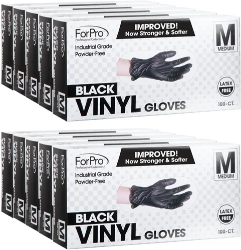 Miniatura 9 de ForPro Disposable Vinyl Gloves, Industrial Grade, Powder & Latex Free, Non-Sterile, Food Safe, 2.75 Mil Palm, 3.9 Mil Fingers Negro