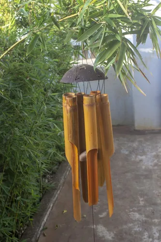 Miniatura 4 de Campanillas de viento grandes de bambú de coco de 35 pulgadas para exteriores, campanillas de madera de tono profundo hechas a mano para jardín