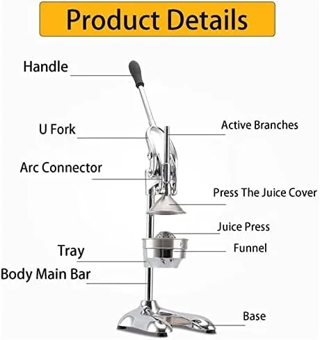 Miniatura 4 de Professional Stainless Steel Citrus Juicer, Heavy Duty Manual Squeezer for High Juice Yield, Ideal for Pomegranate, Lime, and Other Fruits