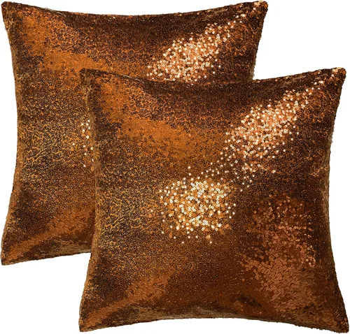 Miniatura 13 de iMaylex Juego de 2 fundas de almohada decorativas cuadradas brillantes con lentejuelas para Pascua, fiesta lumbar, otoño, boda, Navidad, Año Nuevo