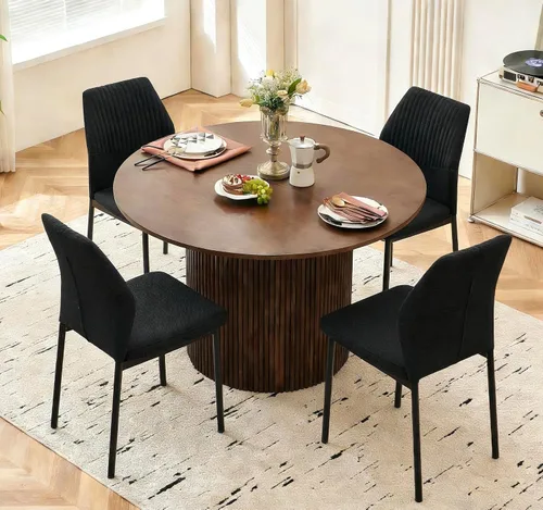 Miniatura 22 de Juego de mesa de comedor redonda de 37 pulgadas para 4, juego de café pequeño moderno de mediados de siglo para comedor, cocina y apartamento