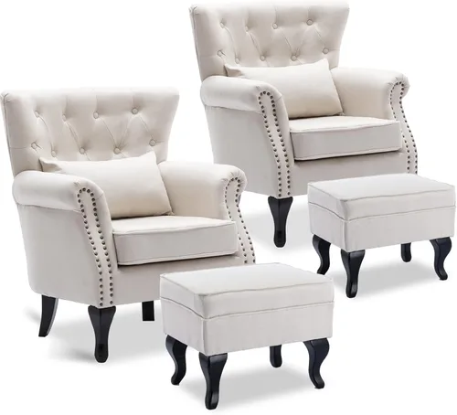 Miniatura 18 de LZAREAL Juego de 2 Sillones de Lectura Accent con Brazos para Sala de Estar, Dormitorio, Sillón de Esquina Cómodo Moderno de Mediados de Siglo, rosa