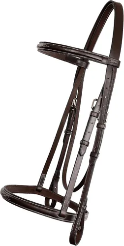Miniatura 2 de Exion Hunter - Brida inglesa con riegas con cordones, brida inglesa cosida de lujo Brida de cuero de primera calidad con herrajes de acero Habana