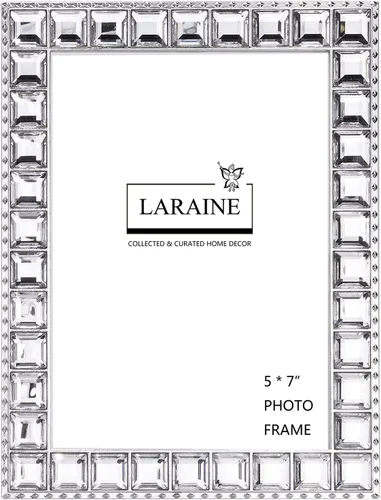 Miniatura 8 de LARAINE Marco de Fotos 4x6 con Diamantes de Imitación de Metal y Cristal de Alta Definición para Mostrar Fotografías en Mesa, Decorativo para el Azul