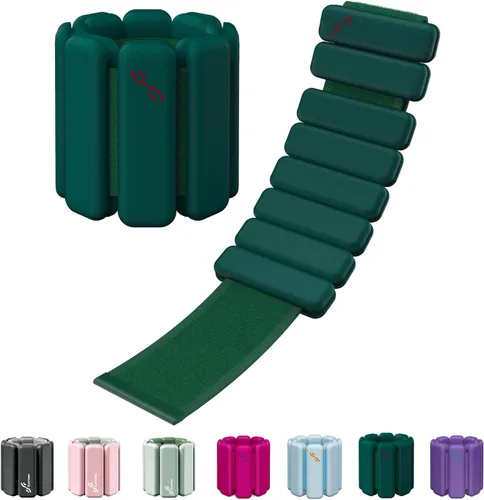 Miniatura 11 de Sportneer Pesas de muñeca y tobillo para mujeres y hombres, 1 par (1 libra/2 libras cada uno), pulsera con peso ajustable de silicona para yoga
