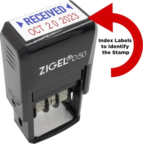 Miniatura 5 de ZIGEL Sello de Fecha D50 con Pagado - Sello de Fecha Autoentintado - Azul/Rojo