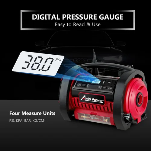 Miniatura 5 de AVID POWER Inflador de neumáticos, compresor de aire portátil, bomba de neumáticos de coche de 12 V CC/110 V CA con inflado y desinflado, 5 modos