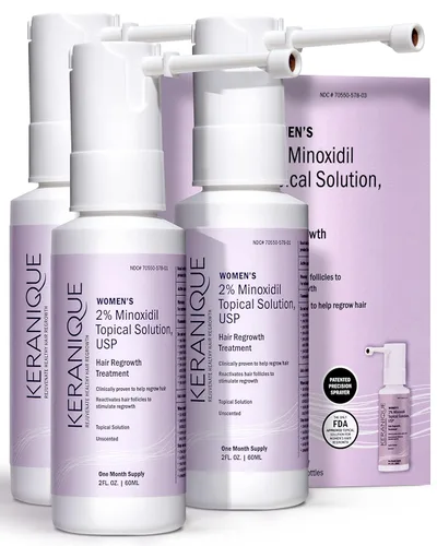 Miniatura 9 de Keranique Tratamiento para el crecimiento del cabello para mujeres, 2% de minoxidil para el crecimiento y engrosamiento del cabello, solución tópica