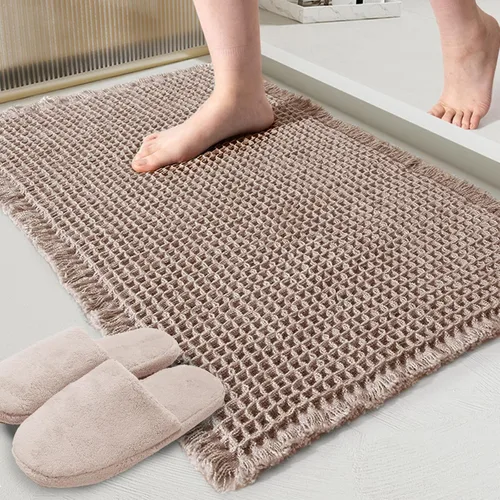 Miniatura 20 de ZALL - Tapete de baño de punto gofre beige, súper absorbente, antideslizante, color crema, 18 x 30 pulgadas, lavable a máquina, ultra suave