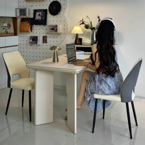 Miniatura 9 de YVYKFZD Simple Dining Chairs Set, PU Leather Kitchen Chairs, Armless Dining Room Chair with Metal Legs, Upholstered Living Room Chair, for Bedroom