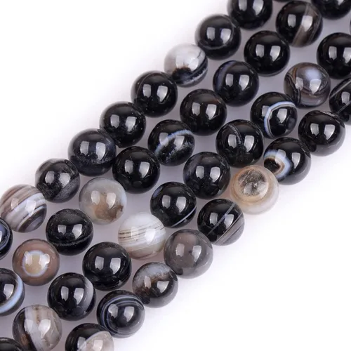 Miniatura 94 de GEM-Inside Cuentas sueltas de piedra natural de lava negra de 8 mm, redondas, piedra de energía para hacer joyas 15' Negro