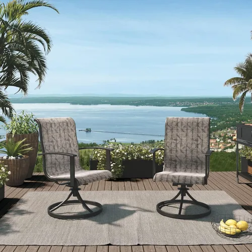 Miniatura 6 de Grand patio Juego de 2 sillas de comedor giratorias para exteriores, juego de balancines de malla de 360 grados para terraza, jardín trasero