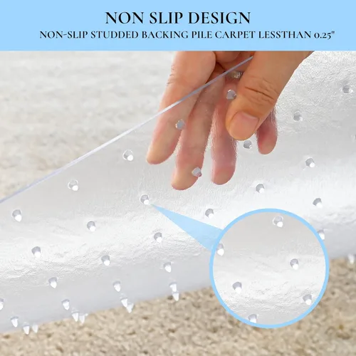 Miniatura 4 de Tapete para silla de oficina para alfombra de pelo bajo, 48 x 36 pulgadas, tapete transparente para silla de escritorio de oficina para suelos