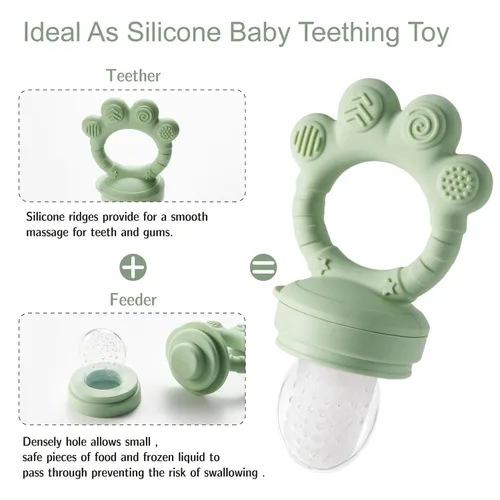 Miniatura 5 de KEERT - Comedero de frutas para bebés con molde de paleta, mordedores de dentición para bebés de 3 a 12 meses, juguetes de dentición para bebés
