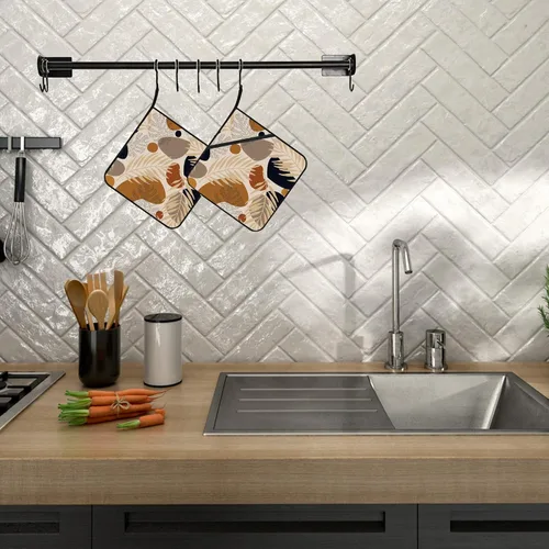 Miniatura 5 de Juego de 2 soportes para ollas de hojas tropicales abstractas y bohemias, para horno, para cocinar, hornear, barbacoa, regalos para mujeres