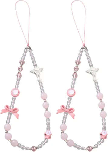 Miniatura 25 de Beaded Phone Charm Cute Fixed Beads Pearl Wristlet Chain Camera Wrist Strap CarKey Lanyard