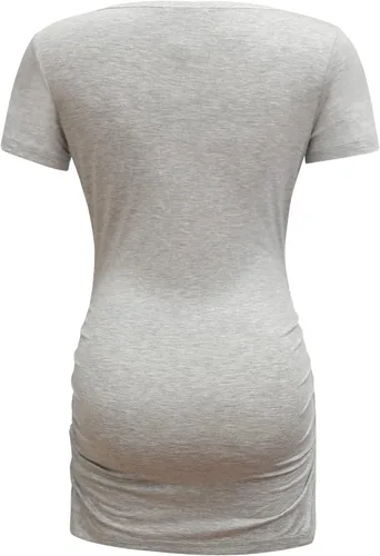 Miniatura 7 de Bearsland - 3 Camisetas de maternidad para mujer, camisetas clásicas de manga corta con lateral fruncido para madres, ropa de embarazo