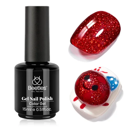 Miniatura 90 de Beetles - Esmalte de uñas de gel verde luminoso que brilla en la oscuridad, esmalte de uñas de gel que se absorbe con lámpara LED UV, arte de uñas