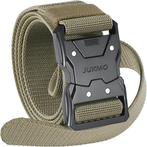 Miniatura 10 de JUKMO - Cinturón táctico de liberación rápida, cinturón de nailon de 1.5 pulgadas estilo militar para senderismo con hebilla de cinturón