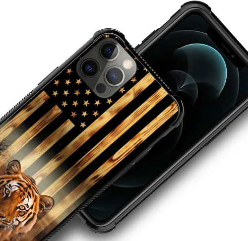 Miniatura 36 de DAIZAG Compatible con iPhone 13 Pro Max, Funda de TPU Protectora Anti-Arañazos Todo En Uno, Fundas para Hombre Mujer - Motivo de Madera Americana