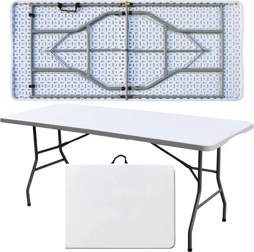 Miniatura 9 de Mesa plegable, mesa plegable de plástico de 6 pies, mesa de utilidad portátil para interiores y exteriores con asa para fiestas, camping y picnic
