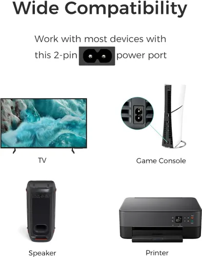 Miniatura 6 de TPLTECH Cable de alimentación de CA compatible con Xbox Series S/Series X, Xbox One S/X, PS5/PS4/PS3 Slim, reemplazo de cable de alimentación C7