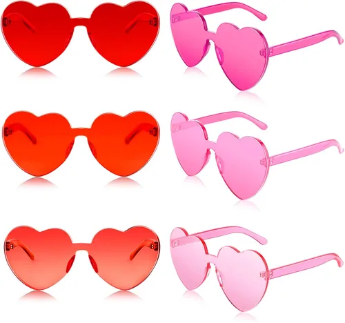 Miniatura 2 de Frienda 6 lentes de sol con forma de corazón rosa para fiestas y cosplay