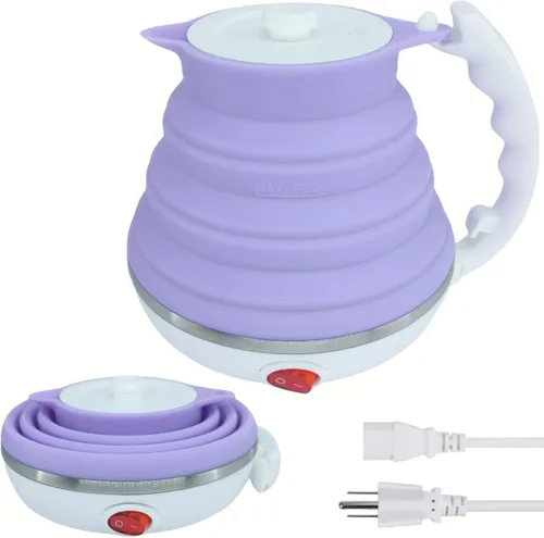 Hervidor de viaje plegable, hervidor eléctrico portátil, hervidor de té de viaje, caldera de agua portátil, silicona de grado alimenticio, apagado
