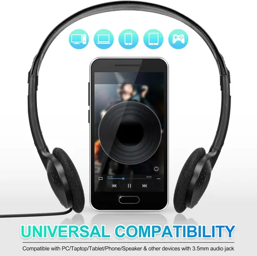 Miniatura 4 de Frienda Paquete de 48 auriculares escolares con cable para estudiantes, estéreo con enchufe de 0.138 in para aula, aprendizaje en línea, biblioteca