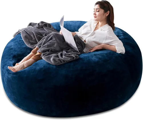 Miniatura 27 de Puf de 3 pies, puf con relleno, espuma viscoelástica altamente resistente, puf redondo de felpa, mueble para sala moderna, silla de lectura de ocio