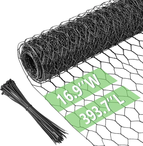 Miniatura 9 de Alambre de pollo de 13.7 pulgadas x 393.7 pulgadas, malla galvanizada hexagonal para jardín, valla de jardín para mascotas, conejos, pollos con 100