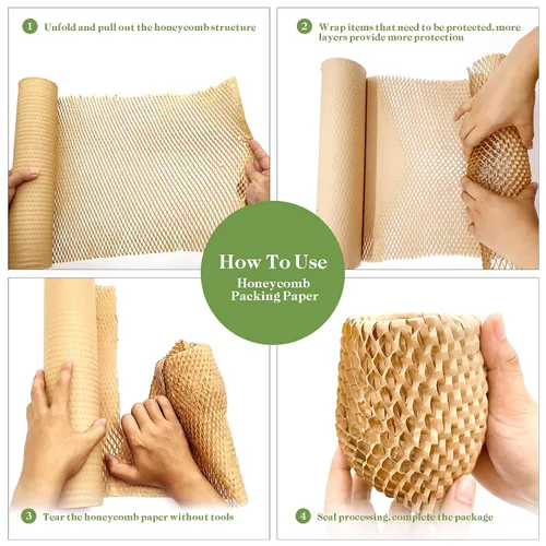 Miniatura 4 de Papel de embalaje de panal de abeja, papel de embalaje de 15 x 131 pies, alternativa alternativa para envoltura de amortiguación de burbujas