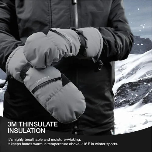 Miniatura 4 de PHRIXUS Manoplas de esquí para hombres y mujeres, guantes de nieve de invierno para pantalla táctil, impermeables, guantes de invierno cálidos 3M