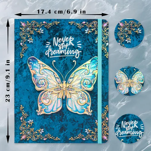 Miniatura 2 de Cuaderno de la Universidad Rayado para Escribir - B5 con Mariposa 3D en Relieve de Tapa Dura - Cuaderno de Escritura para Mujeres - con Banda