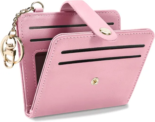 Miniatura 15 de Airkit Billeteras pequeñas para mujer, con bloqueo RFID, de cuero, con ventana de identificación, carteras para tarjetas para mujer, con monedero