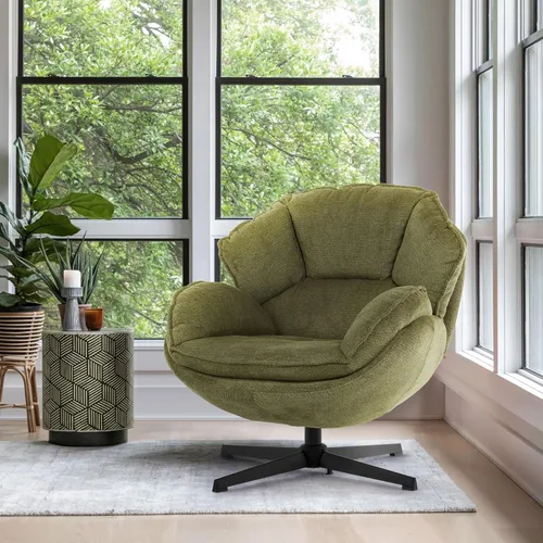 Miniatura 12 de IWMH Silla Giratoria de Acento para Sala de Estar, Sillón Tapizado con Patas de Metal, Silla de Salón Sofá, Cómodas Sillas de Ocio para Lectura